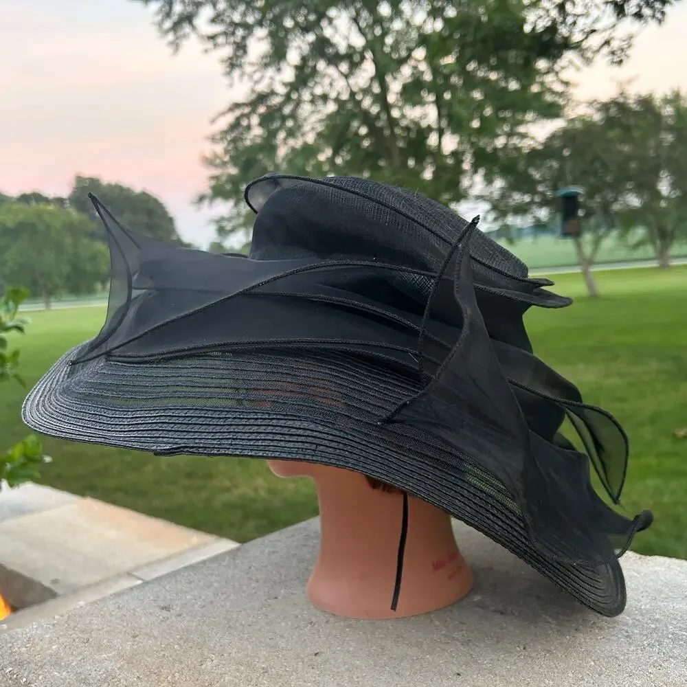 Scala Pronto Hat Derby Church Fancy Wide brim Black